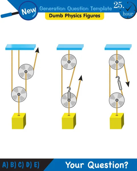 Physics Science Experiments Force Motion Pulley Next Generation Question Template — Stockvector