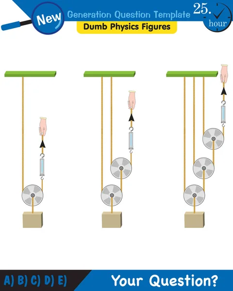 Physics Science Experiments Force Motion Pulley Next Generation Question Template — Stockvector