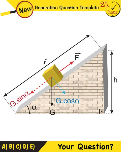 Physics Inclined Plane Next Generation Question Template Dumb Physics Figures — Stockvector