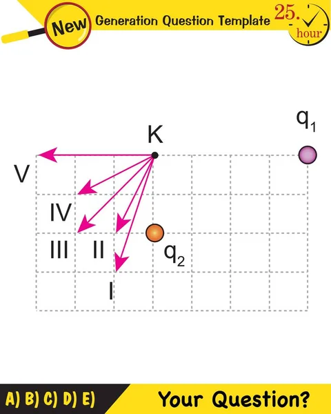 Physics Electric Field Next Generation Question Template Exam Question Eps — Archivo Imágenes Vectoriales