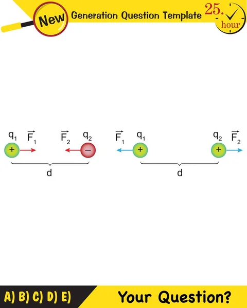 Physics Electric Field Next Generation Question Template Exam Question Eps — Stok Vektör