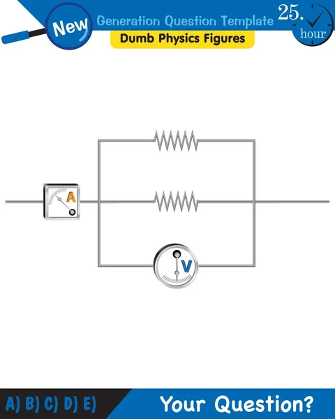 Physics Basic Electric Circuits Next Generation Question Template Dumb Physics — Vettoriale Stock