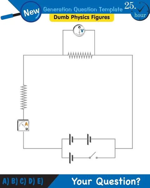 Physics Basic Electric Circuits Next Generation Question Template Dumb Physics — Stockvector