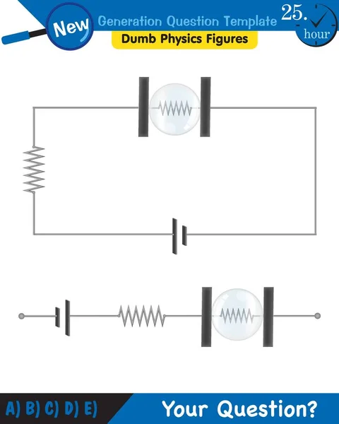 Physics Basic Electric Circuits Next Generation Question Template Dumb Physics — Vector de stock