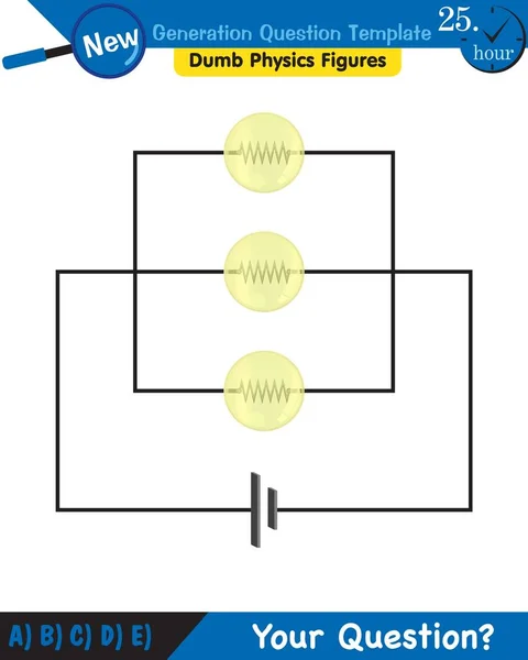 Physics Basic Electric Circuits Next Generation Question Template Dumb Physics — Vector de stock