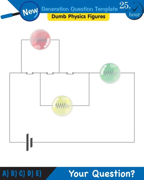 Physics Basic Electric Circuits Next Generation Question Template Dumb Physics — Archivo Imágenes Vectoriales