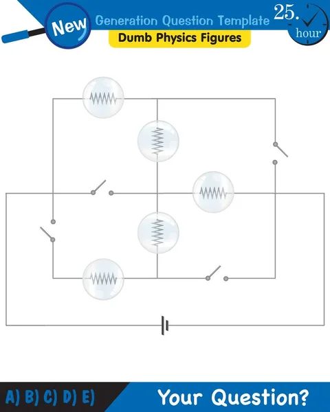 Physics Basic Electric Circuits Next Generation Question Template Dumb Physics — Stockvector