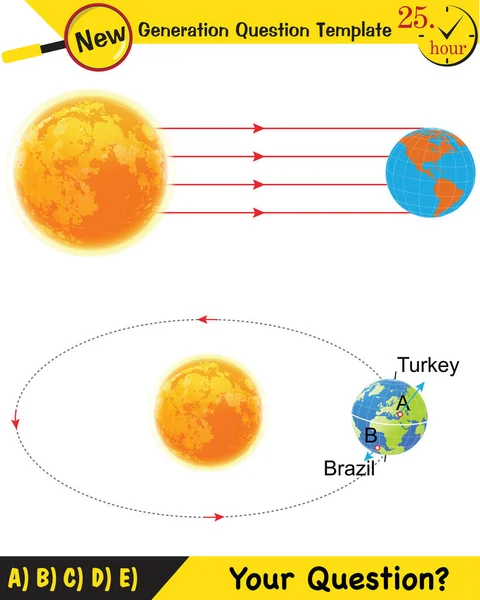 Physics Movements Earth Sun Formation Seasons Next Generation Question Template —  Vetores de Stock