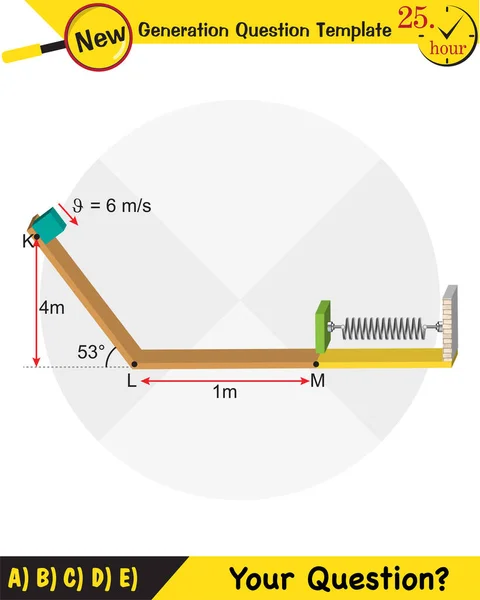 物理教育图解 运动定律 简单机械 倾斜平面 下一代问题模板 — 图库矢量图片