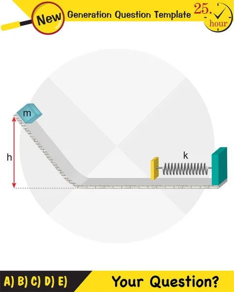 Physikunterricht Illustrationen Bewegung Bewegungsgesetze Einfache Maschinen Federn Riemenscheiben Zahnräder Schrägflächen — Stockvektor
