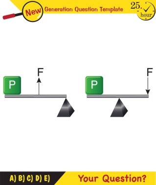 Physics, Science experiments on force and motion with pulley, next generation question template, dumb physics figures, exam question, eps