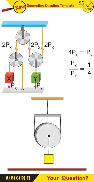 Physics Science Experiments Force Motion Pulley Next Generation Question Template — 스톡 벡터
