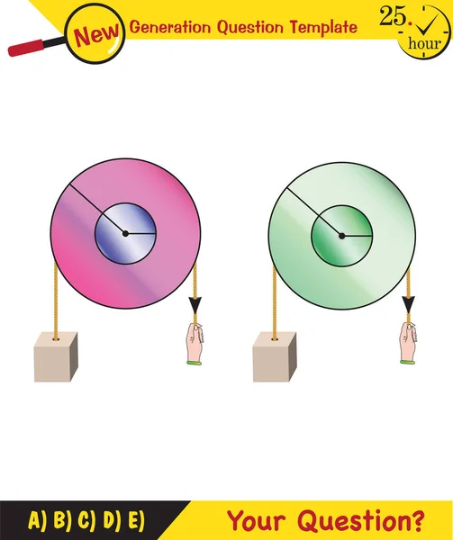 Physics Science Experiments Force Motion Pulley Next Generation Question Template — Stockvector