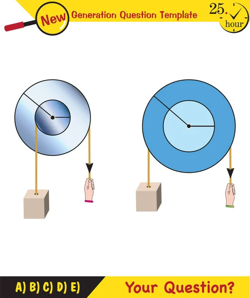 Physics Science Experiments Force Motion Pulley Next Generation Question Template — 图库矢量图片
