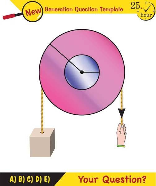 Physics Science Experiments Force Motion Pulley Next Generation Question Template — Archivo Imágenes Vectoriales