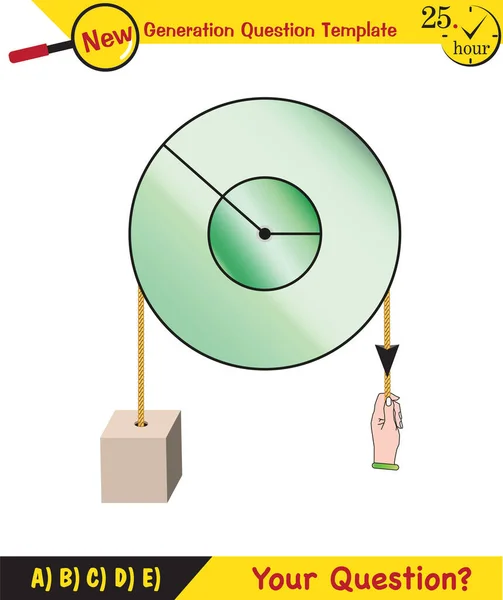 Physics Science Experiments Force Motion Pulley Next Generation Question Template — Vettoriale Stock