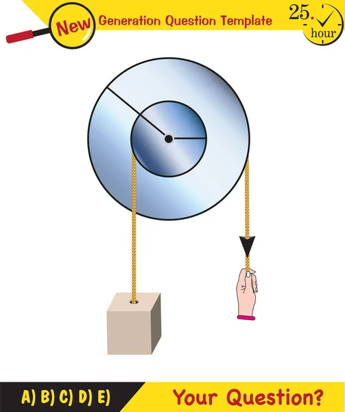 Physics Science Experiments Force Motion Pulley Next Generation Question Template —  Vetores de Stock