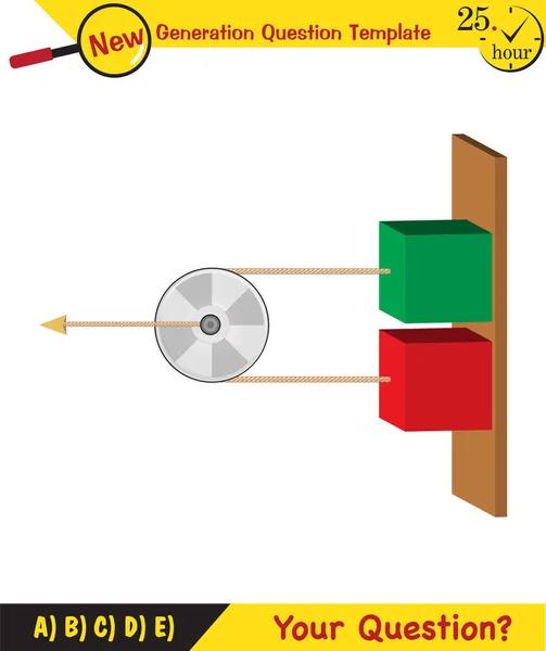 Physics Science Experiments Force Motion Pulley Next Generation Question Template — Διανυσματικό Αρχείο