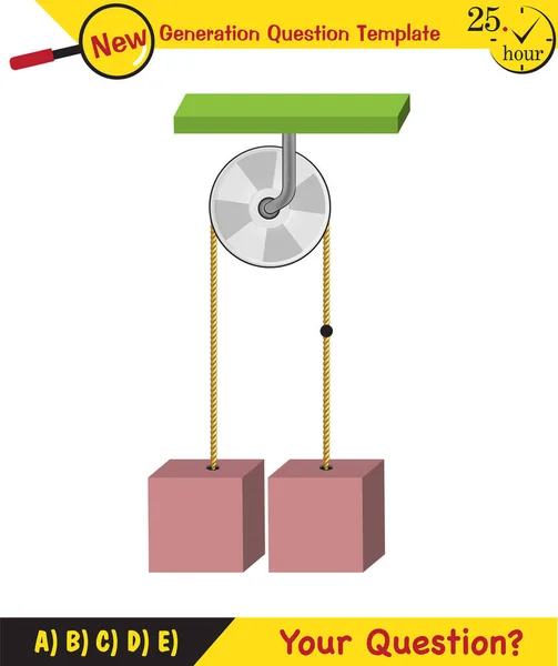 Physics Science Experiments Force Motion Pulley Next Generation Question Template — Archivo Imágenes Vectoriales