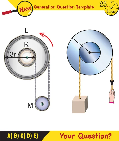 Physics Science Experiments Force Motion Pulley Next Generation Question Template — Stock Vector