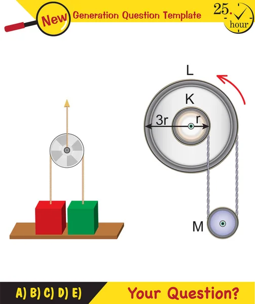 Physics Science Experiments Force Motion Pulley Next Generation Question Template — Image vectorielle