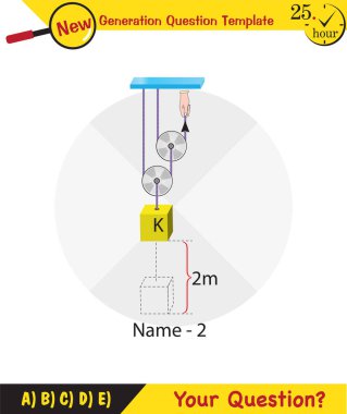 Physics, Science experiments on force and motion with pulley, Simple Machines, Springs, Pulleys, Gears, next generation question template, dumb physics figures, exam question, eps