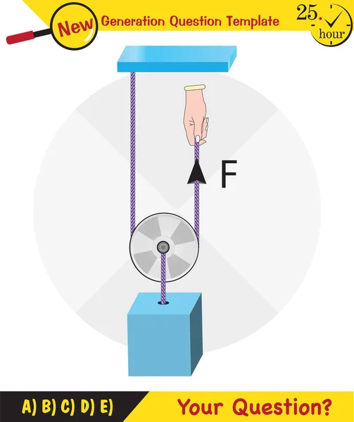 Physics Science Experiments Force Motion Pulley Simple Machines Springs Pulleys — Stok Vektör