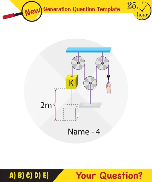 Physics Science Experiments Force Motion Pulley Simple Machines Springs Pulleys — Vettoriale Stock