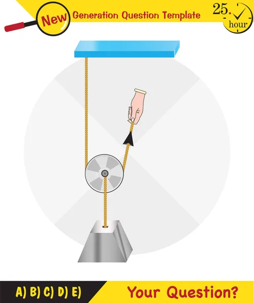 Physics Science Experiments Force Motion Pulley Simple Machines Springs Pulleys — Image vectorielle