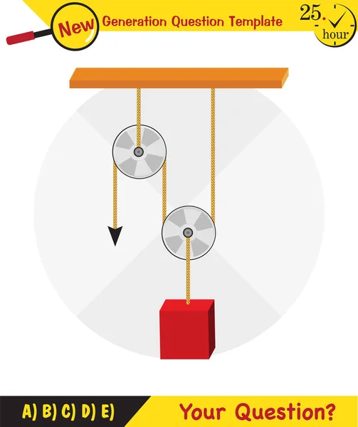 Physics Science Experiments Force Motion Pulley Simple Machines Springs Pulleys — Stock Vector