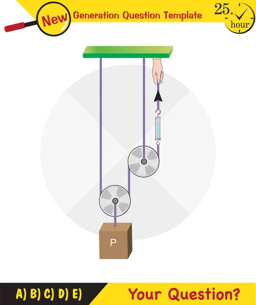 Physics Science Experiments Force Motion Pulley Simple Machines Springs Pulleys — Wektor stockowy