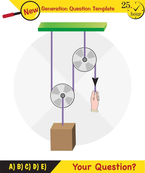 Physics Science Experiments Force Motion Pulley Simple Machines Springs Pulleys — 图库矢量图片