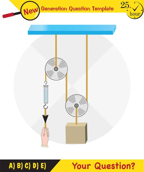 Physics Science Experiments Force Motion Pulley Simple Machines Springs Pulleys — Stockvector