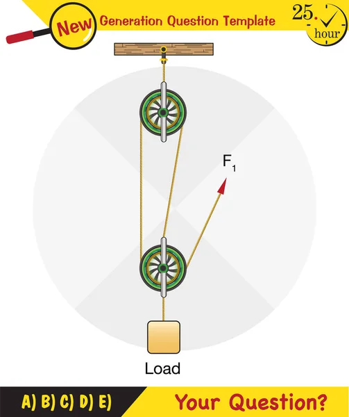 Physics Science Experiments Force Motion Pulley Simple Machines Springs Pulleys — Stockový vektor