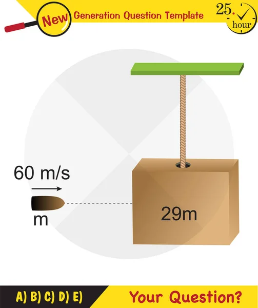 물리학 휘스트와 운동량 물리의 세대가 템플릿에 질문을 문제가 생기고 — 스톡 벡터