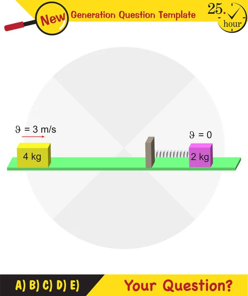 물리학 휘스트와 운동량 물리의 세대가 템플릿에 질문을 문제가 생기고 — 스톡 벡터