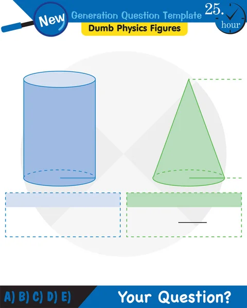 Physics Solid Shapes Center Mass Next Generation Question Template Dumb — Stock Vector