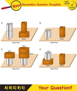 Physics, pressure of solids, next generation question template, dumb physics figures, exam question, eps