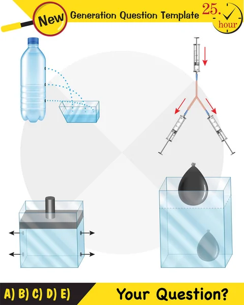 Physics Pressure Lifting Force Pressure Stagnant Waters Archimedes Principle Pressure — Stock Vector