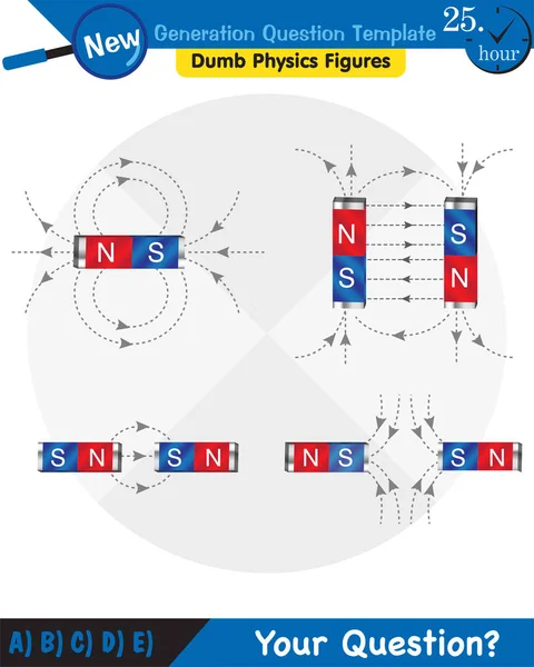 Physics Magnets Electromagnetic Field Magnetic Force Polar Magnet Schemes Educational —  Vetores de Stock