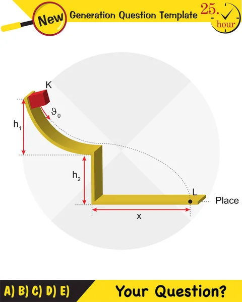 Física Ilustración Vectorial Fuerzas Movimiento Vectores Plano Plantilla Preguntas Próxima — Vector de stock