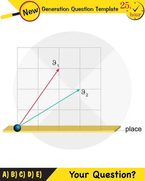 Fisica Illustrazione Vettoriale Forze Moto Vettori Tiro Modello Domanda Nuova — Vettoriale Stock