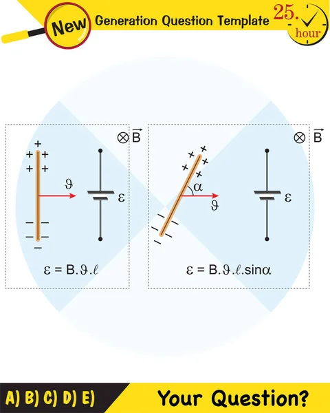 物理学 电磁场和磁力 磁极计划 教育磁学物理向量 磁场世界 下一代问题模板 考试问题 — 图库矢量图片