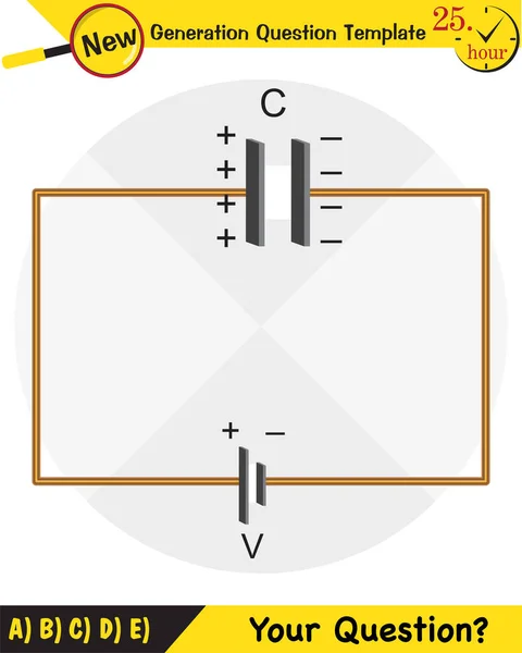 Física Capacitor Placa Paralela Circuito Capacitores Elementos Circuito Modelo Pergunta — Vetor de Stock