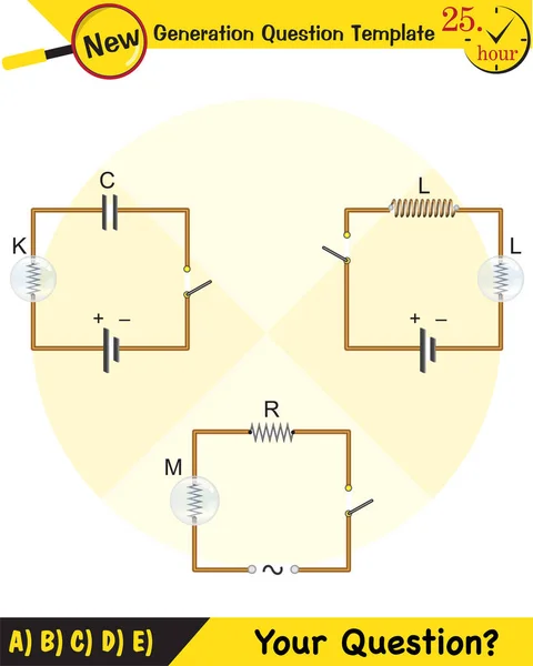 Physique Simple Moteur Électrique Courant Alternatif Transformateurs Modèle Question Prochaine — Image vectorielle