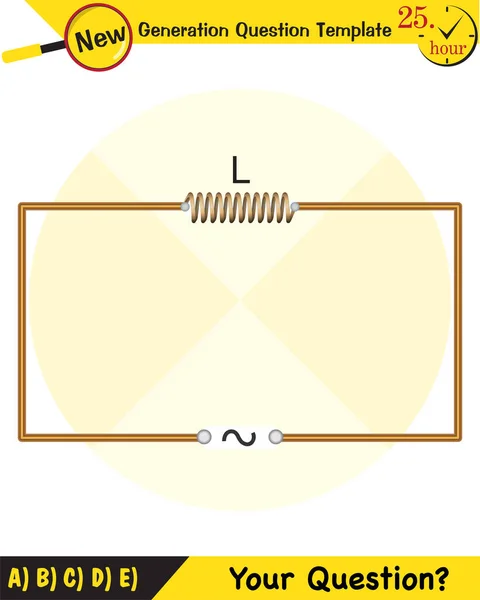 Fysik Enkel Elmotor Växelström Och Transformatorer Nästa Generations Frågemall Tentamensfråga — Stock vektor