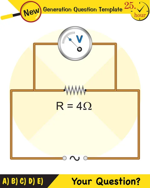 Fysik Enkel Elmotor Växelström Och Transformatorer Nästa Generations Frågemall Tentamensfråga — Stock vektor