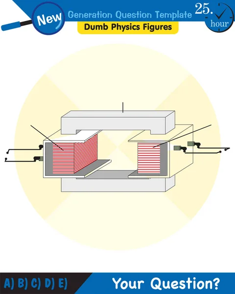 Natuurkunde Eenvoudige Elektromotor Wisselstroom Transformatoren Volgende Generatie Vraagsjabloon Examenvraag Eps — Stockvector