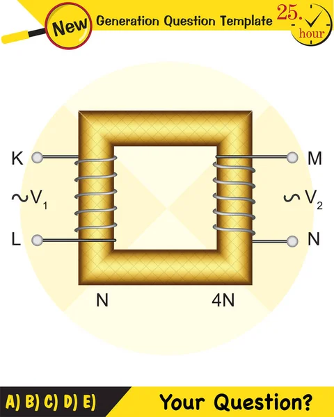 Physique Simple Moteur Électrique Courant Alternatif Transformateurs Modèle Question Prochaine — Image vectorielle