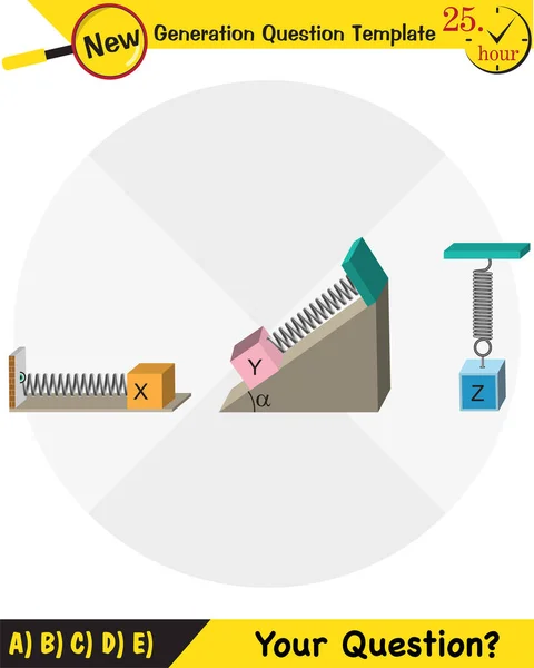 Fisica Movimento Armonico Semplice Modello Domanda Nuova Generazione Domanda Esame — Vettoriale Stock